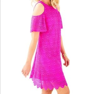 EEUC Somerset open shoulder swing dress berry